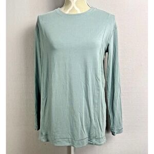 LULULEMON Womens Size 4 Modal‎ Pleated Back Long Sleeve Shirt Silver Blue Green